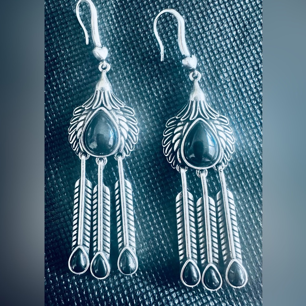 Authentic SHUNGITE gemstone Eagle Dangle Earrings 20.00 ctw NWT